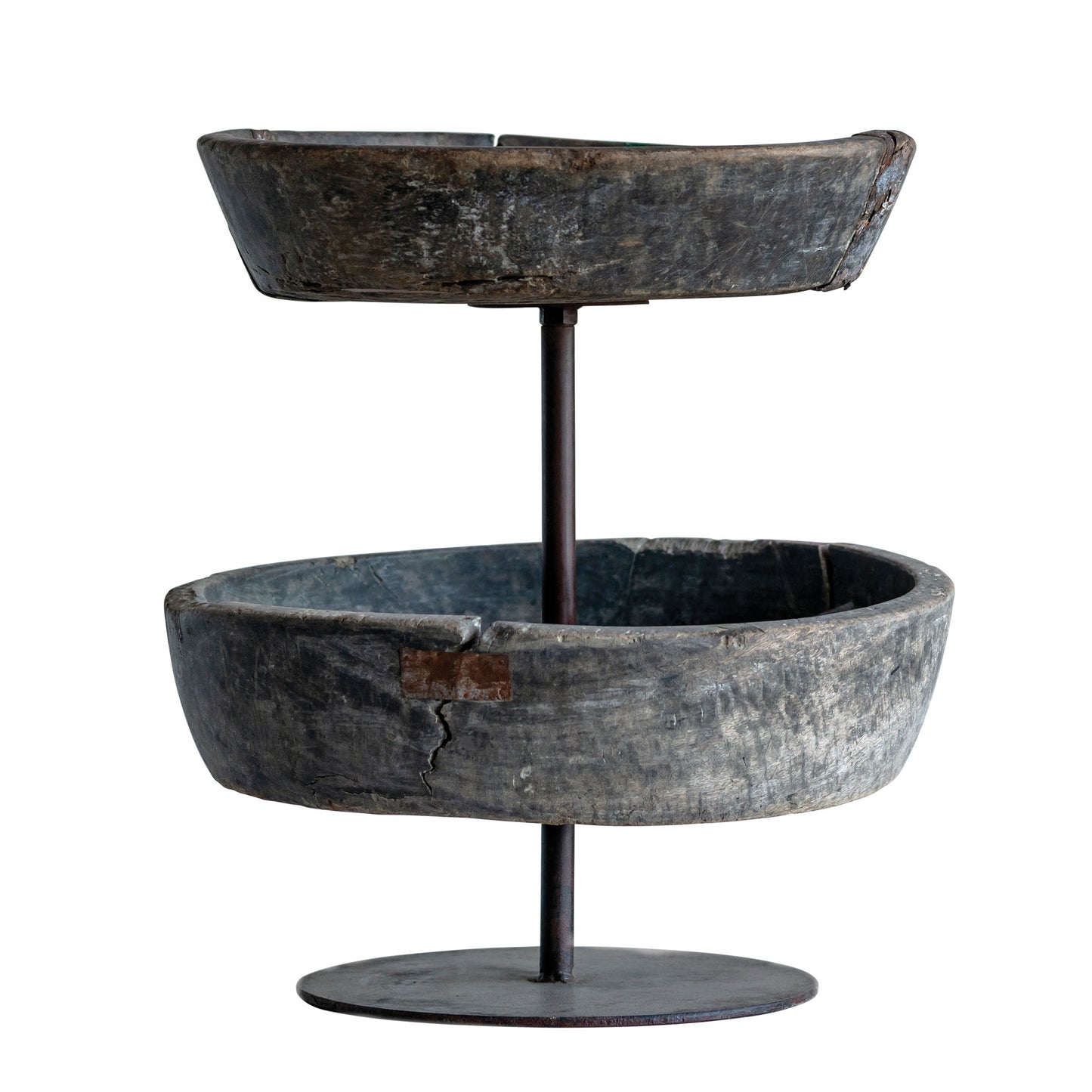 Reclaimed 2-Tier Metal & Wood Display stand