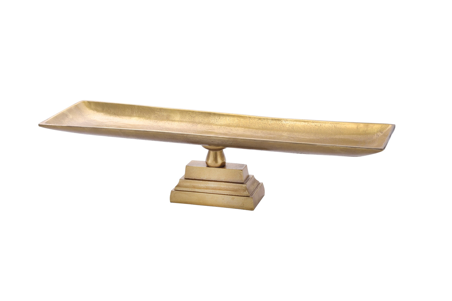 Small Cast Aluminum Tray/Dish on Foot, Antique Brass