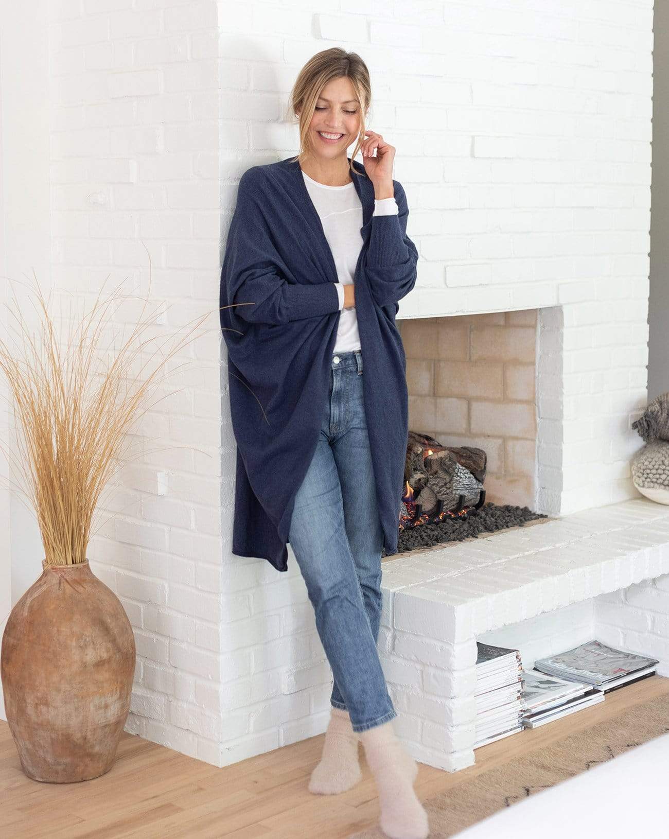 Chelsea Cotton Cashmere Kimono-Chambray