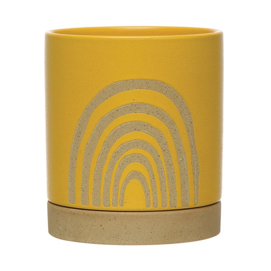 Stoneware Rainbow Planter w/ Saucer