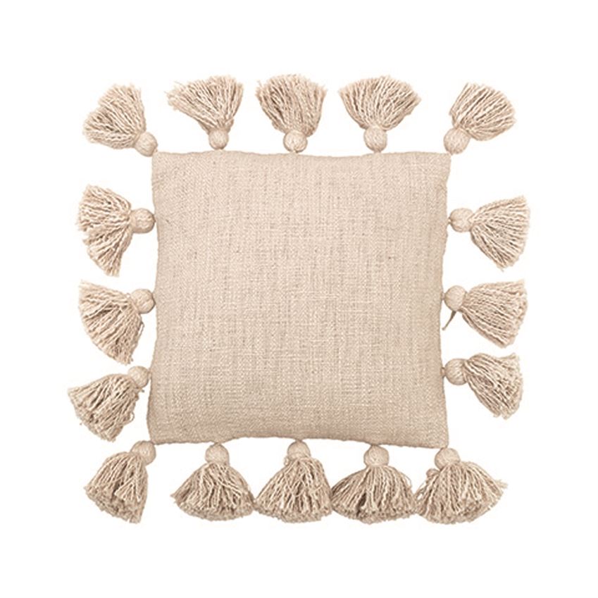 Square Cotton Pillow w/ Tassels