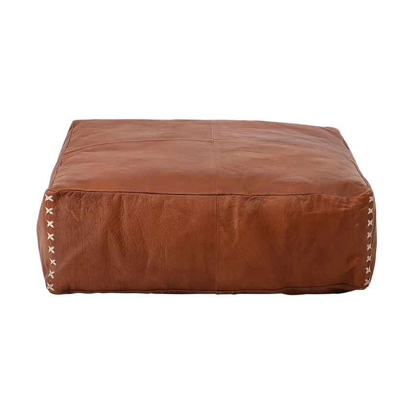 Cotton & Leather Pouf