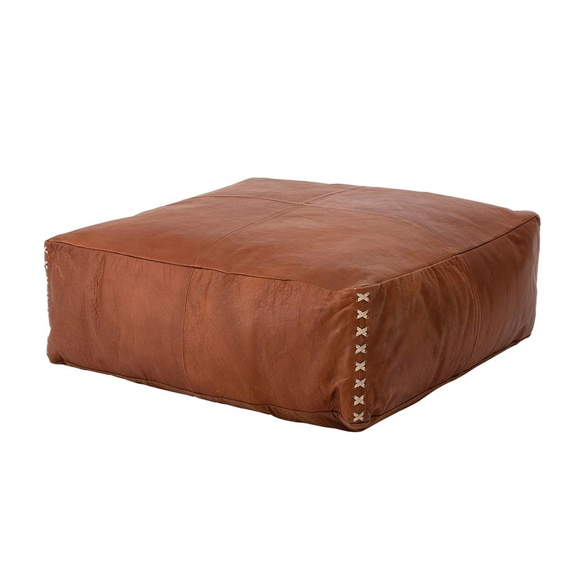 Cotton & Leather Pouf
