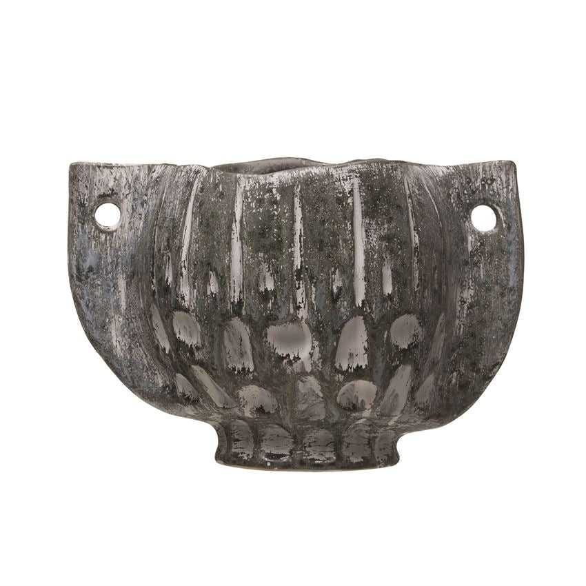 Stoneware Planter, reactive glaze