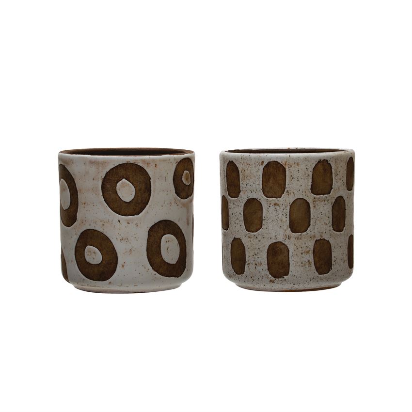 4-3/4" Rnd Terracotta Planter White Distressed