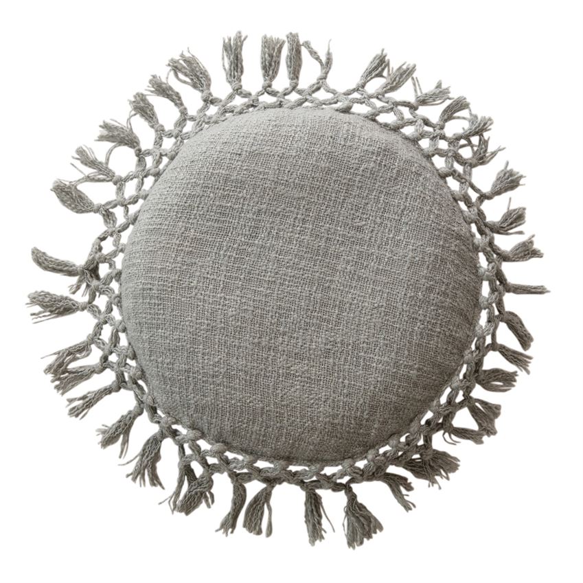 Round Cotton Pillow w/ Tassels