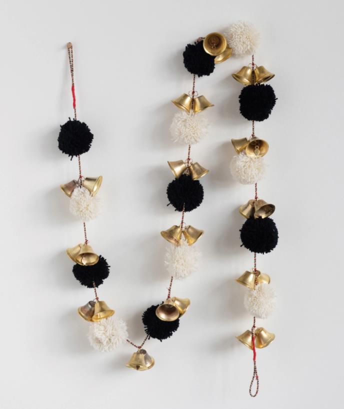 Wool Felt Pom Pom Garland w/ Bells