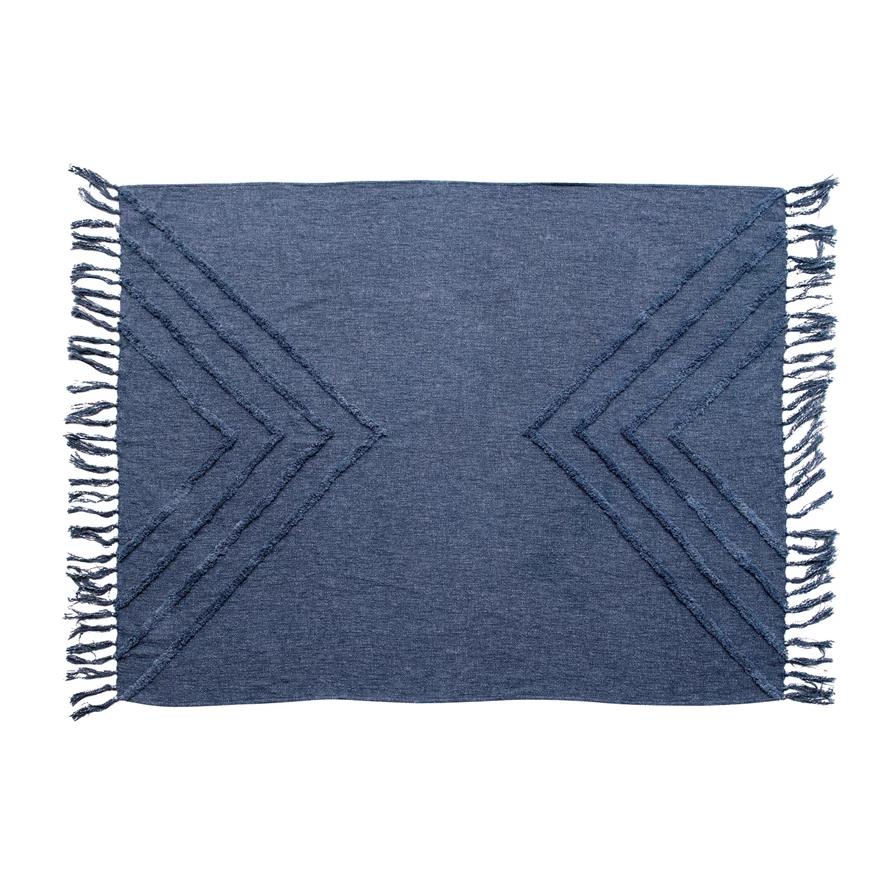 Slub Throw w/ Tufted Chevron Pattern & Tassels