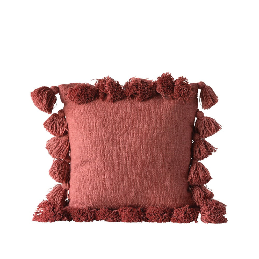 Square Cotton Pillow w/ Tassels