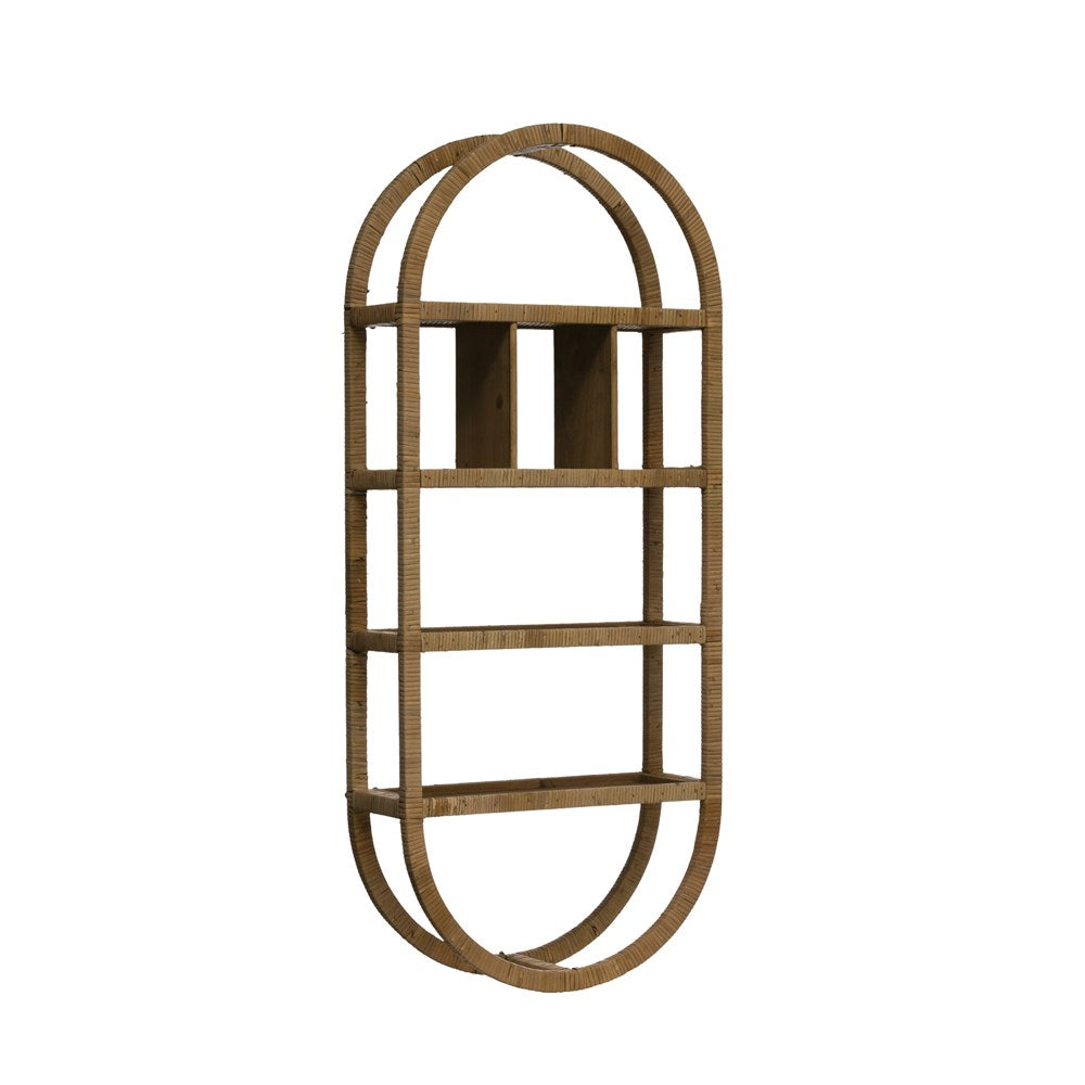 Wrapped Rattan Oval Wall Shelf