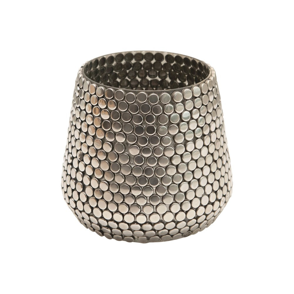 Round Glass and Metal Votive Holder