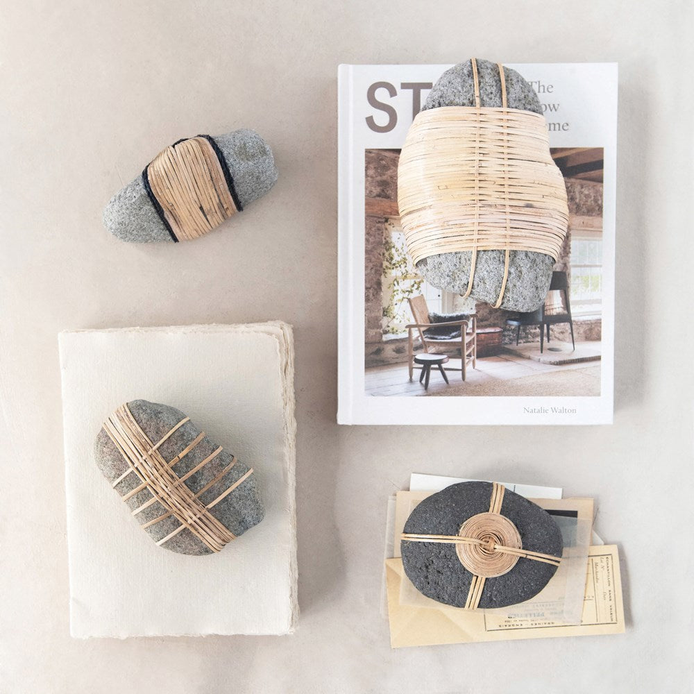 River Stone w/ Hand-Woven Rattan