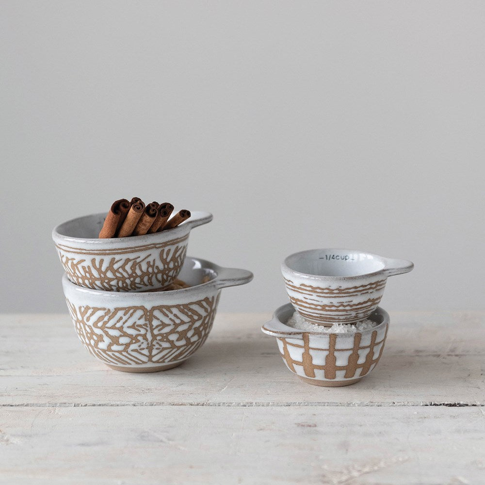 Stoneware Measuring Cups w/ Wax Relief (set of 4)