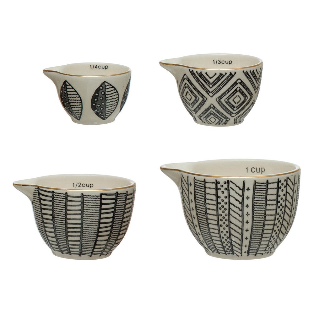 Stoneware Measuring Cups w/ Gold Electroplating (set of 4)