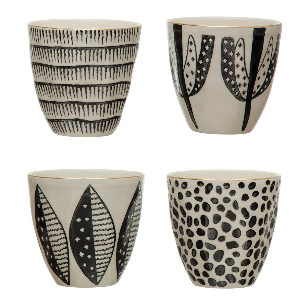 8oz. Stoneware Cup w/ Pattern