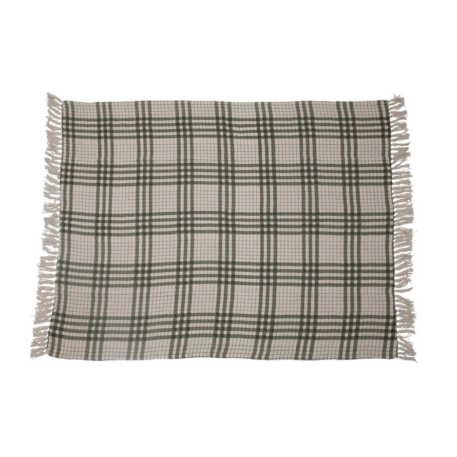 Woven Printed Plaid Throw w/ Fringe