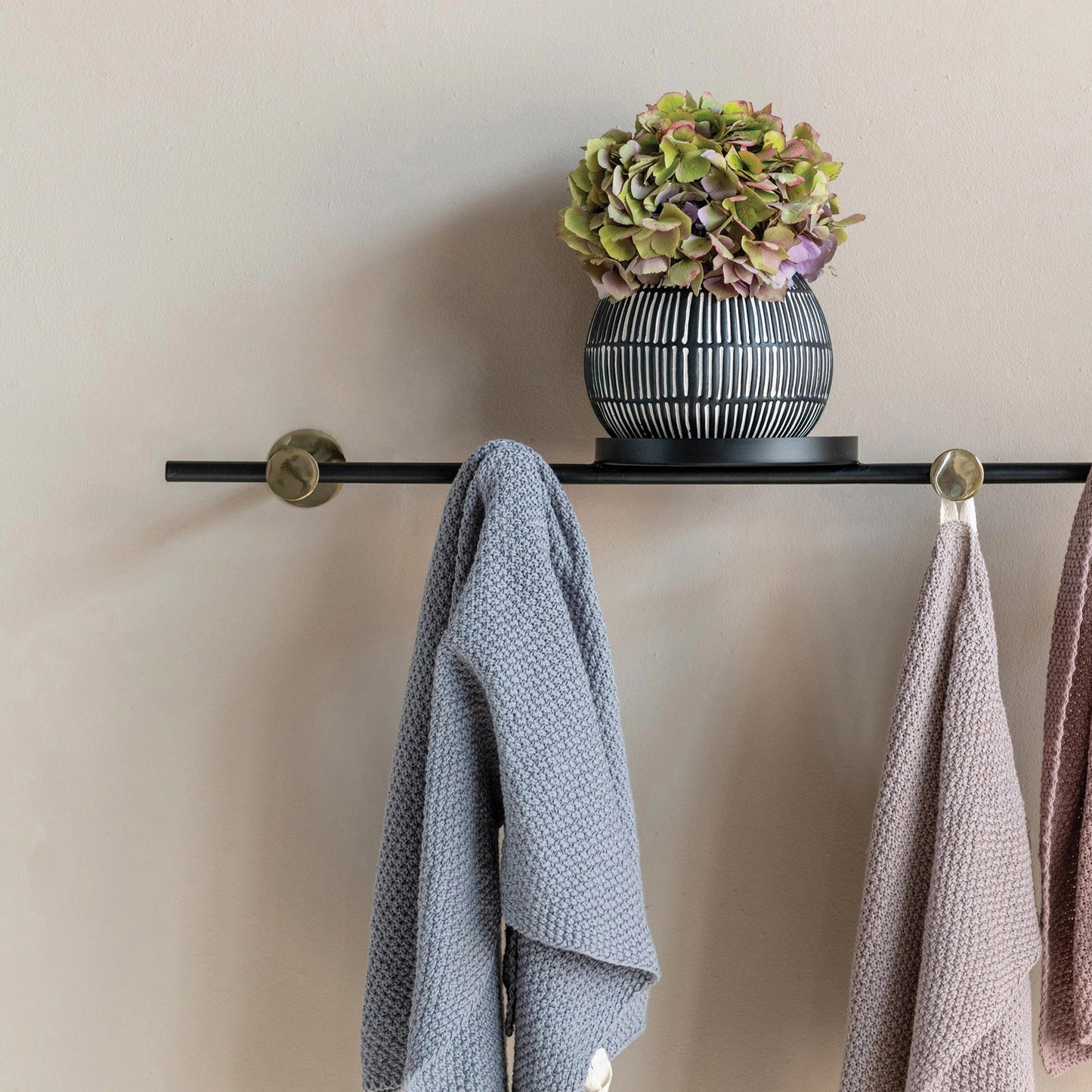 Metal Wall Shelf w/ Hooks