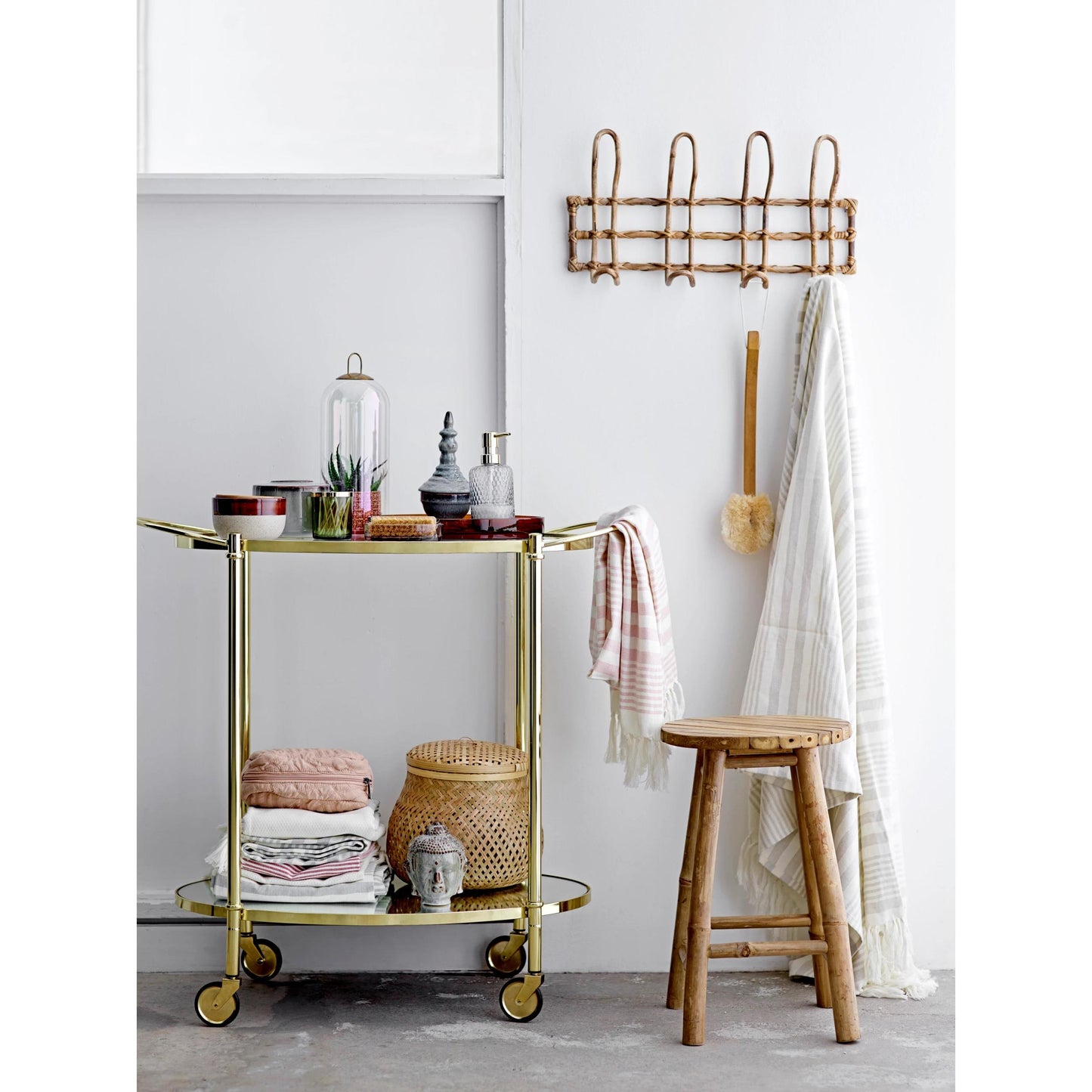 Rattan Wall Hanger w/ 4 Hooks