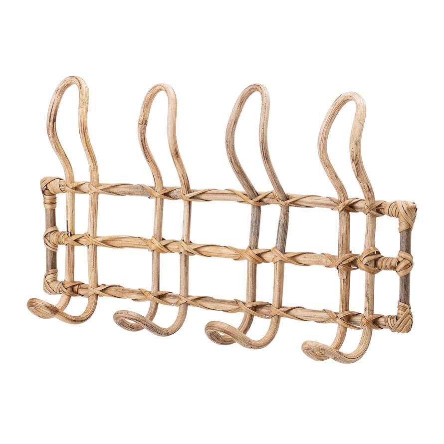 Rattan Wall Hanger w/ 4 Hooks