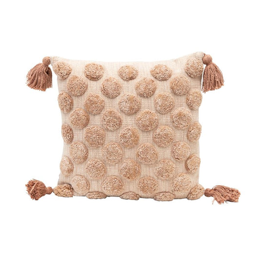 Cotton Tufted Dot Pillow w/ Tassels