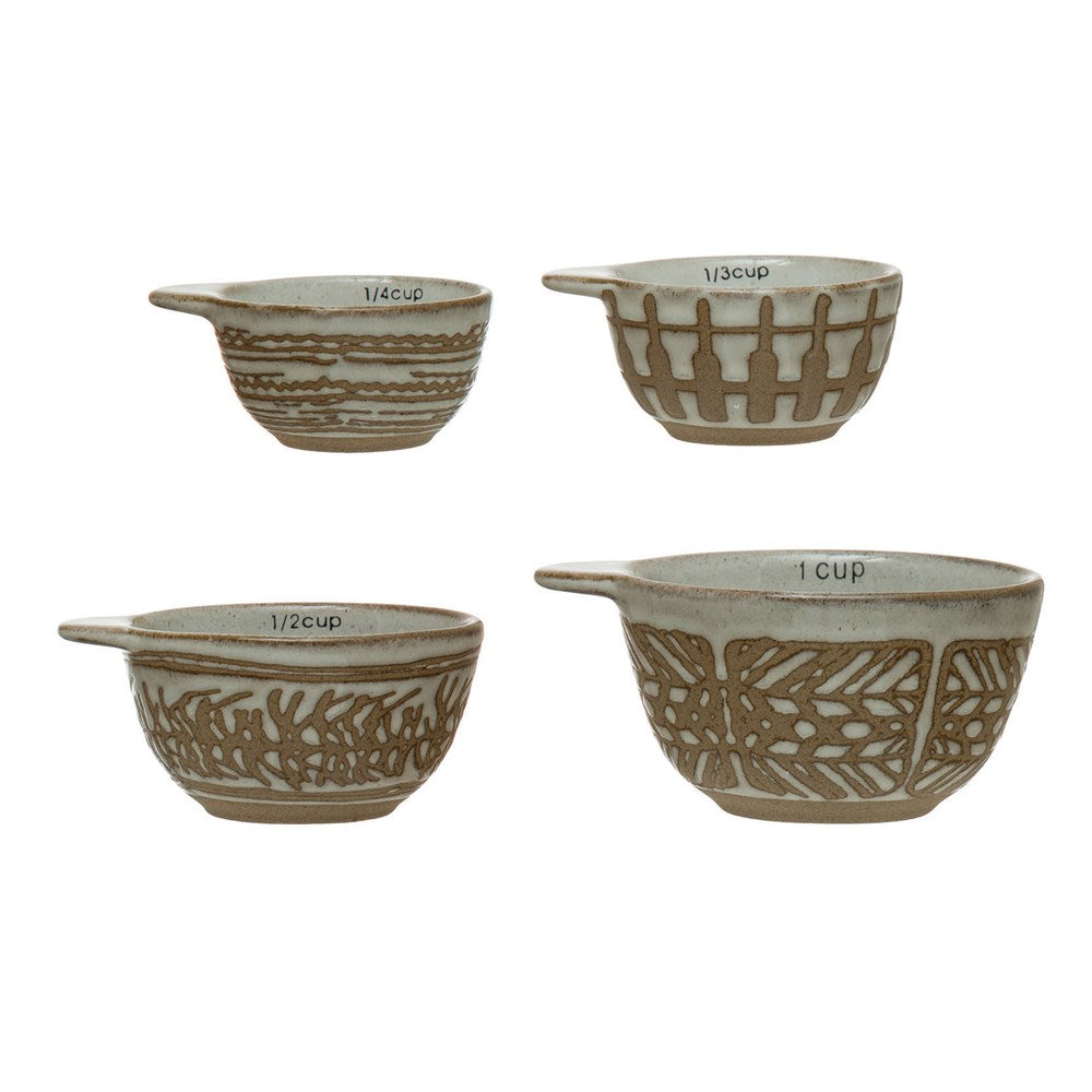 Stoneware Measuring Cups w/ Wax Relief (set of 4)